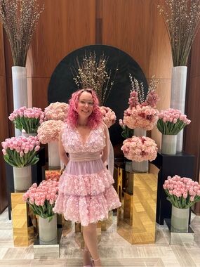 3D Floral Sequin Tulle Cocktail Dress